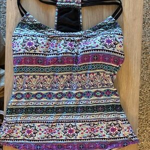 Boho Printed Strappy Tank Top - Purple Multi